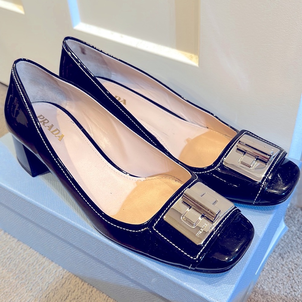 Prada Women’s Black Patent Loafers 39.5